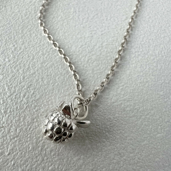 Silver blackberry pendant on white background