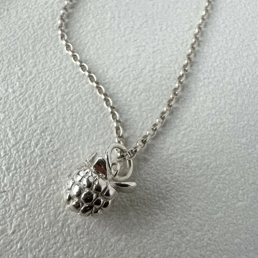 Silver blackberry pendant on white background